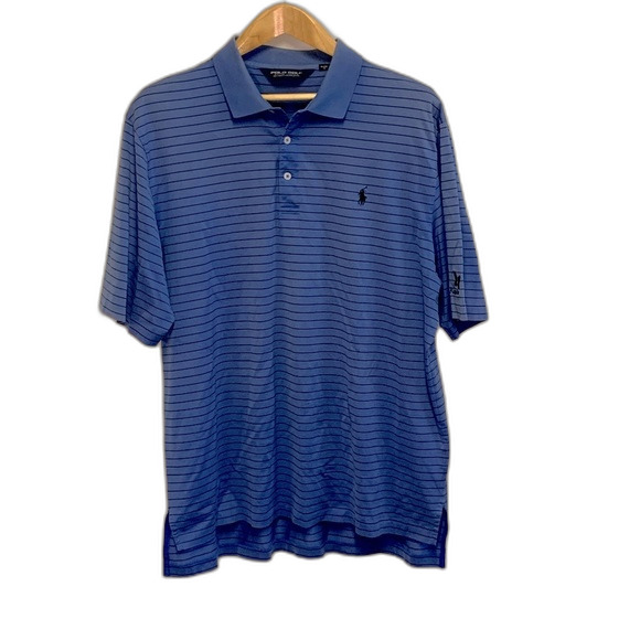 Polo Ralph Lauren Blue Striped Kapalua Short Sleeve Polo Golf Shirt Size L - Picture 2 of 9